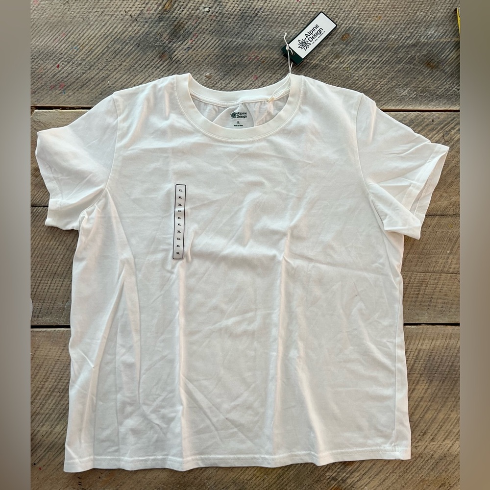 Alpine Design Hike SS Tee Women XL White NEW‎ Organic Cotton UPF 30 ADW24101